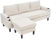 Merax Schlafsofa 3-Sitzer-Sofa mit USB & Typ-C-Anschlüssen, 202*137*80cm 1 Teile, L-förmiges Schlafsofa mit Getränkehaltern & Hocker, Leinen Polstersofa Bild 2