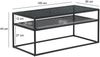 FINEBUY Couchtisch FB72741 Wohnzimmertisch Glas Rechteckig 100 cm Metall Ablage Modern (Sofatisch Glas Rechteckig 100 cm Schwarz Ablage), Wohnzimmertisch Industrial, Metallgestell Modern Bild 3