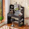 HOMALL Schminktisch mit Spiegel, LED-Beleuchtung, einstellbare Helligkeit, ostern (Langex Brete x Hthe) 90/110 x 40x 135 cm. B ofene Facher (2 seitiche Facher sind nach inks und rechts verschiebban. 2 groBe Schubladen) Bild 2