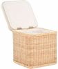 Krines Home Sitztruhe Rattan Wäschekorb Quadratisch Wäschetruhe Sitz gepolstert Flur-Bank, Aufbewahrungsbox mit Deckel Bad-Hocker Sitzhocker Wäschesammler Bild 4