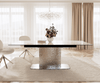 Esstisch Edge 180-220x100 Keramik Minas Melange Weiß-Beige Wave Edelstahl ausziehbar Bild 2