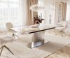 Esstisch Edge 180-220x100 Keramik Minas Melange Weiß-Beige Wave Edelstahl ausziehbar Bild 1