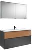 Burgbad FIUMO Waschtisch Set mit Spiegelschrank 122 cm breit, Braun/Anthrazit, Waschbecken Gussmarmor Weiß Bild 2