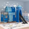 vidaXL Kinderloftbett Uni Schwarz und Blau 90 x 190 cm Metall 42020880 Bild 3