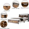 Novelux Metallbett 140x200 cm mit Stauraum-Kopfteil & Lattenrost – Stabiler Metallrahmen, 200kg Belastbarkeit, Jugendbett Doppelbett ohne Boxspringbett Bild 3