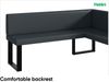 MEBLINI Eckbank für Esszimmer mit ausziehbarem Tisch - Küchenbank - Essecke - Sitzecke Küche - TONI - U-Beine 128x168x87cm Rechts - Dunkelgrau Kunstleder/M Weiß Matt Bild 5