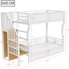 Merax Etagenbett, 90 × 200 cm, Jugendbett, Hochbett, mit Stauraum und kleiner Treppe im Schrankstil, mit LED-Beleuchtung, Hohem Geländer, Weiß Bild 4