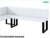 MEBLINI Eckbank für Esszimmer mit ausziehbarem Tisch - Küchenbank - Essecke - Sitzecke Küche - ERIC - U-Beine 142x196x87cm Links - Weiß Kunstleder/B Weiß Hochgl. Bild 5