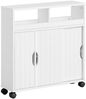 Yaheetech Badkommode mit Schiebetüren und Rollen, MDF-Holzplatten Weiß, 69,5 x 20 x 71,5 cm Bild 4