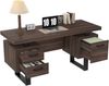 135 x 54 cm einfacher Büroschreibtisch, MDF und hochwertiges Stahlrohr, geräuschlose Schublade, Ordnerschublade, spritzwassergeschützte, geräumige Schreibtischplatte, effiziente Aufbewahrung, braun Bild 4