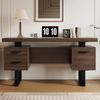 135 x 54 cm einfacher Büroschreibtisch, MDF und hochwertiges Stahlrohr, geräuschlose Schublade, Ordnerschublade, spritzwassergeschützte, geräumige Schreibtischplatte, effiziente Aufbewahrung, braun Bild 2