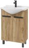 STAMAR Waschbeckenunterschrank Badmöbel Standschrank 50 cm mit Waschbecken Craft Eiche Gold Armatur Unterschrank stehend Keramik Siphon Set schwarz Armatur kompakt Bild 1