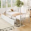 Metallbett 90x200 cm mit 2 Schubladen,Vintage Eisenbett Sofa,Weiß,Schlafsofa mit Stauraum & Metallrahmen Bild 4