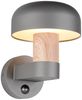 Außenwandleuchte FRASER Holzoptik mit Bewegungsmelder, H: 24cm Bild 2