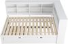 Schlafsofa 140*200, ausziehbares Bett 90*190 mit USB-Steckdose und mehreren Ablagefächern, Massivholzbett, Doppelbett, Multifunktionsbett aus Holz, weiß. Bild 5