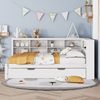 Schlafsofa 140*200, ausziehbares Bett 90*190 mit USB-Steckdose und mehreren Ablagefächern, Massivholzbett, Doppelbett, Multifunktionsbett aus Holz, weiß. Bild 2