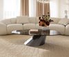 Couchtisch Edge Oval 140x75 cm Keramik Emperador Extra Lucidato Dunkelbraun Parabi Metallic Silber Bild 2