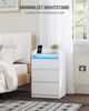 Nachttisch 2er Set mit 3 Schubladen, Beistelltisch mit Ladestation und LED, 2 AC-Steckdosenund 2 USB-Anschlüsse für Schlafzimmer, Wohnzimmer, Weiß Bild 2