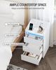Nachttisch 2er Set mit 3 Schubladen, Beistelltisch mit Ladestation und LED, 2 AC-Steckdosenund 2 USB-Anschlüsse für Schlafzimmer, Wohnzimmer, Weiß Bild 5