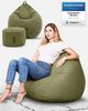 Green Bean® 2er Set Indoor Sitzsack + Hocker mit EPS-Perlen Füllung - Sitzhocker Sitz-pouf , Grün, XXL Bild 2