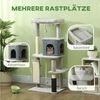PawHut Kratzbaum 132 cm, mit Katzenhöhle, Spielball, für Katzen bis 6 kg, Hellgrau Bild 4