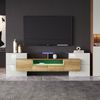 TV-Schrank 200 cm Hochglanzweiß & Holz mit LED-Beleuchtung, 6 Türen, 2 Schubladen, 3 offene Fächer Bild 5