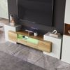TV-Schrank 200 cm Hochglanzweiß & Holz mit LED-Beleuchtung, 6 Türen, 2 Schubladen, 3 offene Fächer Bild 3