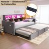 REDOM Schlafsofa mit Ausziehfunktion, LED-Lichtleiste & integrierten Ladeanschlüssen, Samtbezug & Stauraum im Kopfteil, Polsterbett Funktionsbett, ohne Matratze, 90/180x190 cm Bild 3