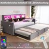 REDOM Schlafsofa mit Ausziehfunktion, LED-Lichtleiste & integrierten Ladeanschlüssen, Samtbezug & Stauraum im Kopfteil, Polsterbett Funktionsbett, ohne Matratze, 90/180x190 cm Bild 4