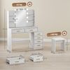 HOMCOM Schminktisch mit LED-Beleuchtung, 3 einstellbare Lichtfarben und Hocker (Frisiertisch, 2-St, Kosmetiktisch), mit Spiegel, 6 Schubladen, 4 offenen Ablagen Bild 3