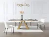 Vente-unique - LOZIPA Esstisch GlasKeramik SchokoladenbraunWeißGold - B 90 cm x H 76 cm x L 200 cm160 cm240 cm Bild 3