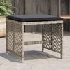 vidaXL Gartenhocker mit Kissen 4 Stk. Hellgrau 41x41x36 cm Poly Rattan 365053 Bild 1