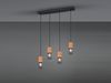 Pendelleuchte TOSH 4 Draht Lampenschirme Schwarz & Holz, Breite 65cm Bild 3