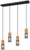 Pendelleuchte TOSH 4 Draht Lampenschirme Schwarz & Holz, Breite 65cm Bild 2