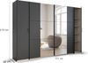 rauch Kleiderschrank, Dreh- und Schwebetürenschrank KRONACH, 4-türig, 2 Spiegeltüren teilaufgelegt, Grau metallic, 311 x 210 x 59 cm Bild 4