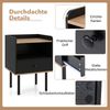 Nachttisch Nachttisch mit Schublade & offenem Ablagefach moderner Sofatisch mit Metallbeinen Schwarz Bild 4