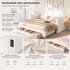 Polsterbett, Daybett, Tagesbett, Sofabett, mit 2 Schubladen für Stauraum, Schlafsofa, Tagbett 90x200 cm, ausziehbar auf 180 cm, mit USB-Anschluss, samt, beige Bild 5