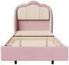 HOMAVO 90×200 cm Polsterbett, Kinderbett, Rosa, Samt, Einzelbett, mit LED-Beleuchtung Bild 2