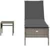 vidaXL Sonnenliege mit Tisch und Auflage Grau Poly Rattan 4002730 Bild 4