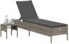vidaXL Sonnenliege mit Tisch und Auflage Grau Poly Rattan 4002730 Bild 3