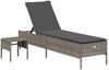 vidaXL Sonnenliege mit Tisch und Auflage Grau Poly Rattan 4002730 Bild 2