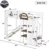 Novelux Etagenbett 90x200 cm mit Rutsche und Treppe – Kinderhochbett aus Kiefer, MDF und Sperrholz in Weiß/Braun, mit Fenster und 2 Staufächern Bild 2