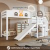 Novelux Etagenbett 90x200 cm mit Rutsche und Treppe – Kinderhochbett aus Kiefer, MDF und Sperrholz in Weiß/Braun, mit Fenster und 2 Staufächern Bild 3