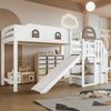 Novelux Etagenbett 90x200 cm mit Rutsche und Treppe – Kinderhochbett aus Kiefer, MDF und Sperrholz in Weiß/Braun, mit Fenster und 2 Staufächern Bild 5