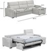 Dmora Schlafsofa mit Halbinsel Pusiano, Verwandelbares Ecksofa für das Wohnzimmer, gepolstert, abnehmbar, 100 % Made in Italy, 280x160 h100 cm, Hellgrau Bild 3