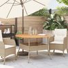 vidaXL Gartentisch mit Holzplatte Beige Ø110x71 cm Poly Rattan 368627 Bild 3
