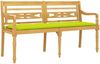 vidaXL Batavia-Bank mit Hellgrünem Kissen 150 cm Massivholz Teak 3100852 Bild 3