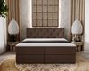 GRAINGOLD Napoli Doppelbett 140x200, Boxspringbett mit hohem Kopfteil und zwei Bettkästen, Velvet-Stoff, Braun Bild 4