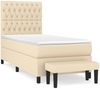 vidaXL Boxspringbett mit Matratze Creme 90x200 cm Stoff, Härtegrad: H2 [3136810] Bild 2