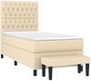 vidaXL Boxspringbett mit Matratze Creme 90x200 cm Stoff, Härtegrad: H2 [3136810] Bild 3
